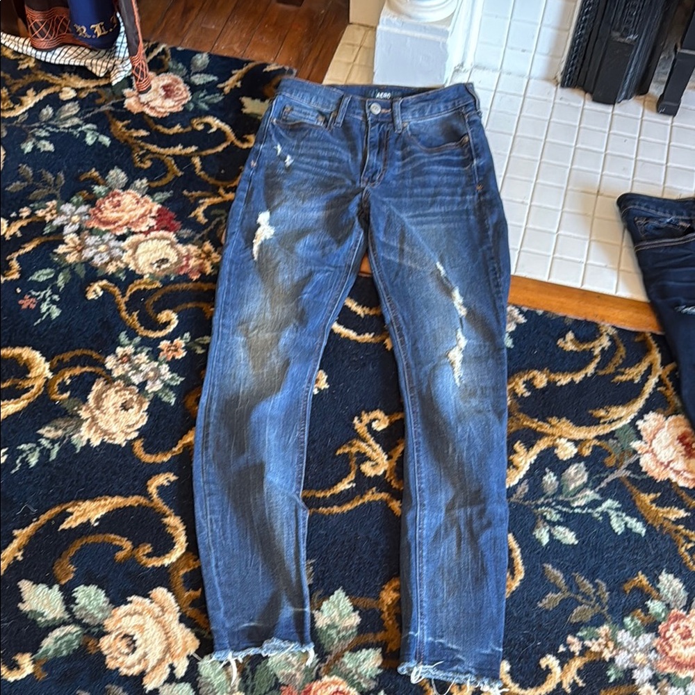 Aero Cheeky Jeggings with distressed hem-‎ worn a few times
